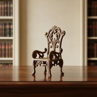Photo of Vintage Miniature Cast Iron Chair-Ornate-Victorian Doll-Plant Stand-Gothic-Shelf