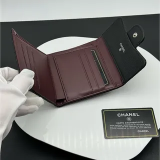 Photo of Chanel Black & Burgundy Bifold Wallet