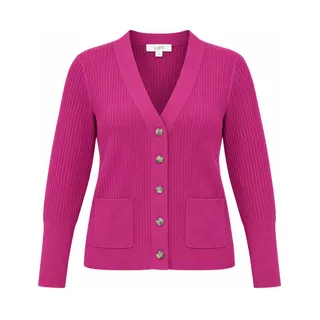 Photo of LOFT Magenta Ribbed Cardigan XL Grandmacore Preppy Academia Feminine Chic