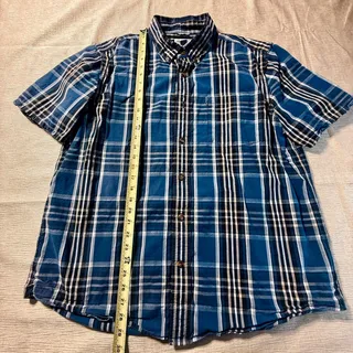 Photo of Carhartt Men’s XL Relaxed Fit Blue Plaid Short Sleeve Button Down Shirt 101959