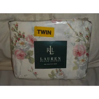 Photo of Ralph Lauren Meadow Way Faye Floral Rose on Cream Twin Flat Sheet 200 threat Ct