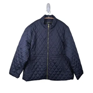 Photo of Marc New York Womens Diamond Quilted Jacket XL Navy Blue Equestrian Preppy Fall