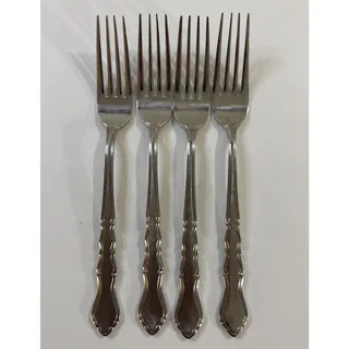 Photo of Lot of 4 Vintage MCM Estia ESI14 7.5” Stainless Steel Dinner Forks