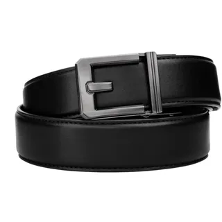 Photo of Kore Essentials Leather Gun Belt 1.5" Black X3 Buckle Alloy Gunmetal 24-44 Waist