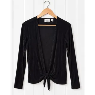 Photo of Chicos Travelers Cardigan Womens Size S Black Open Front Stretch Draped Jacke