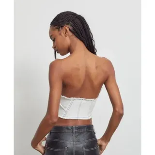 Photo of Urban Outfitters Moni Denim Distressed Bustier top in White