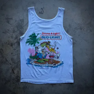 Photo of Vintage 80s Bud Light Gimme A Light Tank Top Beer Promo XL