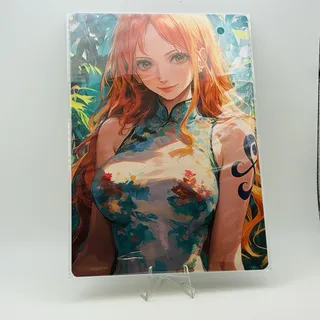 Photo of Nami Waifu Card – One Piece Anime Floral Cheongsam A5 Board Print