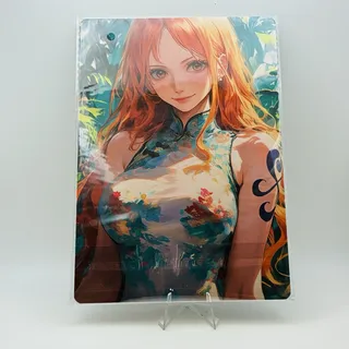 Photo of Nami Waifu Card – One Piece Anime Floral Cheongsam A5 Board Print