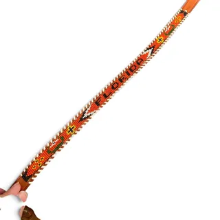Photo of Florida VTG Size 26 Beaded Genuine Cowhide Leather 30.75" Length Skinny Belt