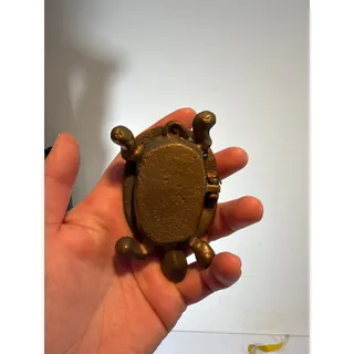 Photo of Midcentury Solid Brass Tortoise Turtle Shaped Trinket Dish Hinged Shell Ashtray