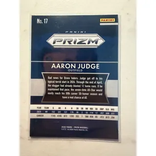 Photo of 2026 Panini Prizm - Aaron Judge Throwback Variation #17 New York Yankees