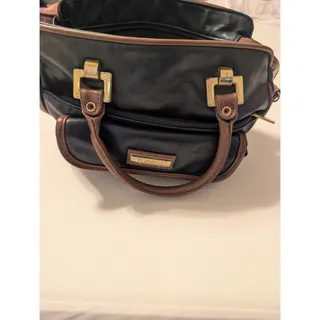 Photo of Capezio Satchel Top Handle Bag Navy Zip Closure Gold Hardware Pockets, Classic