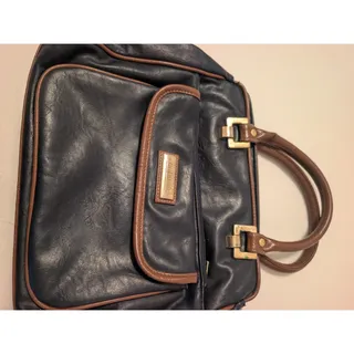 Photo of Capezio Satchel Top Handle Bag Navy Zip Closure Gold Hardware Pockets, Classic
