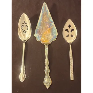 Photo of Vintage Serving Lot of 3 Community Silverplate IS Plate Distinction Stainless