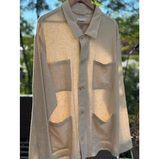 Photo of Goodfellow & Co NWT XXL Natural Cotton Linen Overshirt Shacket 4 Pocket