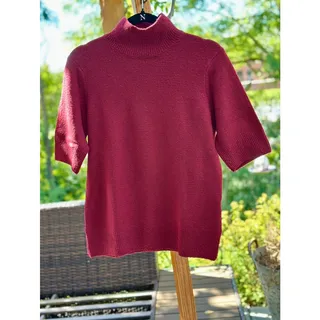 Photo of Adrienne Vittadini Burgundy Mock Neck Short Sleeve Sweater Size M