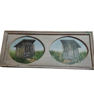 Photo of Handmade Wood Outhouse Sign 24x10 Painted Rustic Folk Art Primitive Decor