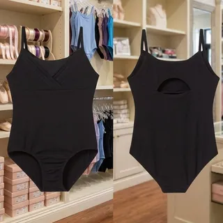 Photo of Cat & Jack Black Cami Dance Leotard Girls Size Small 6 6x NWT Ballet Gymnastics