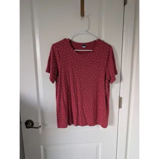 Photo of Woman's Old NavyPink/Salmon polka dot Short Sleeve Top L , Boho, Cottage core