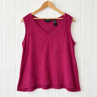 Photo of Crazy Horse Collection Top Womens 3 Pink Faux Suede Feel Sleeveless Tank Plus