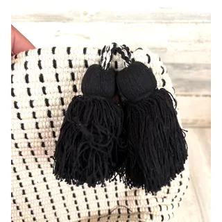 Photo of Zara Trafaluc Cream Black Woven Cotton Tassel Zip Clutch Bag Boho NEW