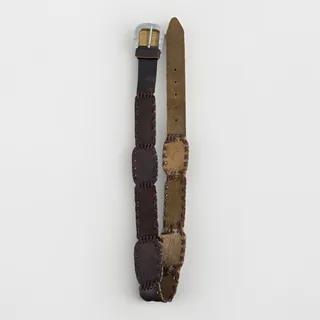 Photo of Unisex Stitched Leather Belt Brown Distressed 33-36” Boho Western