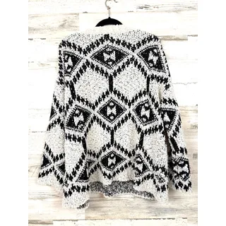 Photo of POL Womens L Black White Aztec Oversized V Neck Pullover Knit Sweater