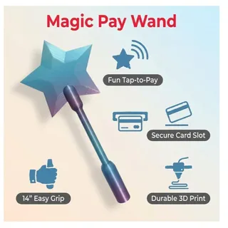 Photo of Magic Pay Wand Contactless Payment Wand Credit Card Holder 14in Handle Pink