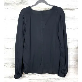 Photo of ECRU Womens L Black Viscose Lightweight V Neck Pullover Blouse NWT
