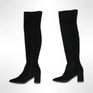 Photo of Steve Madden Shaya Black Faux Suede Over The Knee Boots Block Heel Size 6M