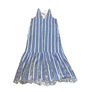 Photo of By Anthropologie Tiered Crochet Maxi Dress Blue White Stripe