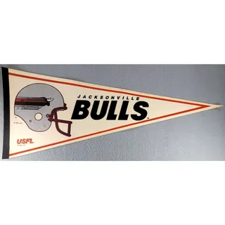 Photo of Vintage Jacksonville Bulls USFL Pennant Rare 1982 Football Felt Banner USA