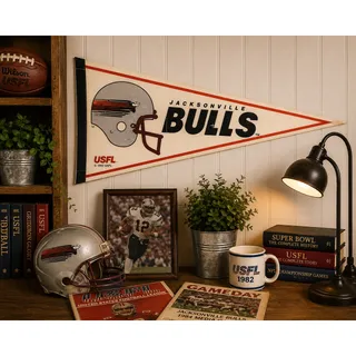Photo of Vintage Jacksonville Bulls USFL Pennant Rare 1982 Football Felt Banner USA