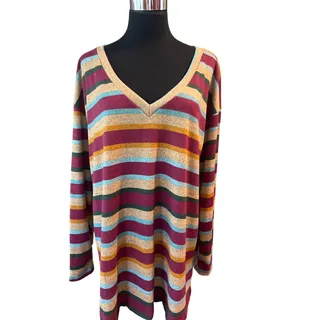 Photo of NWOT Viamor Striped V-Neck Tunic Top L