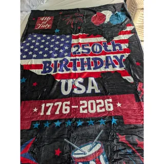 Photo of Americas 250th Birthday USA 1777-2026 Flag Red/white/blue Throw Blanket. New