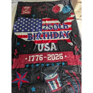 Photo of Americas 250th Birthday USA 1777-2026 Flag Red/white/blue Throw Blanket. New