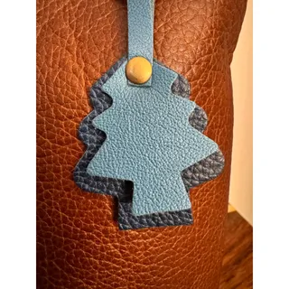 Photo of Holiday Blue Christmas Bag Charm Genuine Leather Christmas Tree Purse Charm