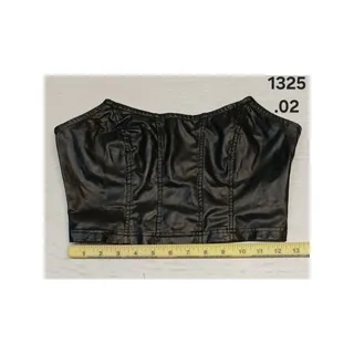 Photo of SHEIN (Small) Black Faux Leather Strapless Crop Top 