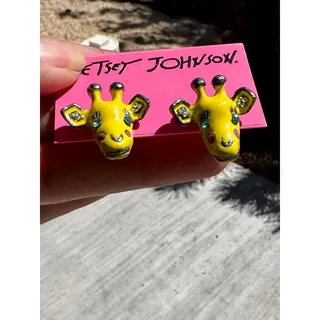 Photo of Betsey Johnson Jungle Fever Giraffe Stud Earrings rhinestone crystal accents Y2K