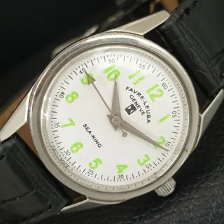 Photo of Vintage 1979 Favre Leuba Manual Mens Silver Watch W/Black Strap