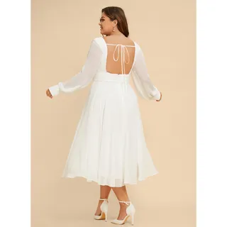 Photo of NWT JJ's House White Ivory A-Line Chiffon Lidija Dress Women's Size 26W