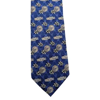 Photo of Collectors Vintage Chopard 100% Silk Men's Blue Tie With Racing Items & Designs