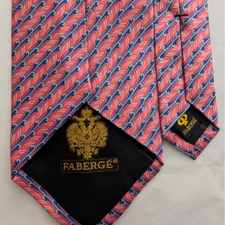 Photo of RARE Vintage Faberge 100% Silk Men's Pink Tie With Multicolor Geometric Designs