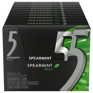 Photo of 5 Gum Sugar Free Gum, Spearmint Rain Chewing Gum, 15 Sticks, 10-count | New