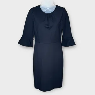 Photo of J.CREW Black Ponte Ruffle Sleeve Pencil Dress Size 2 Career Office LBD