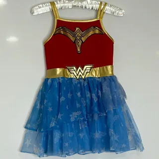 Photo of Wonder Woman WW84 Girls 6/6X Costume Dress Red Blue Gold Tutu Halloween DC