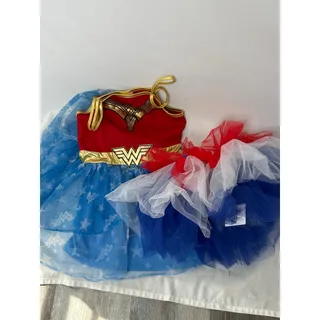 Photo of Wonder Woman WW84 Girls 6/6X Costume Dress Red Blue Gold Tutu Halloween DC