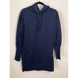 Photo of ATHLETA Mala Hoodie Sweatshirt Dress Navy Blue Size S Athleisure Casual