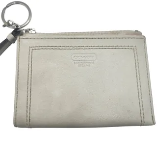 Photo of Coach Leather Est. 1941 White Chalk Leather Mini Skinny ID & Keychain Wallet